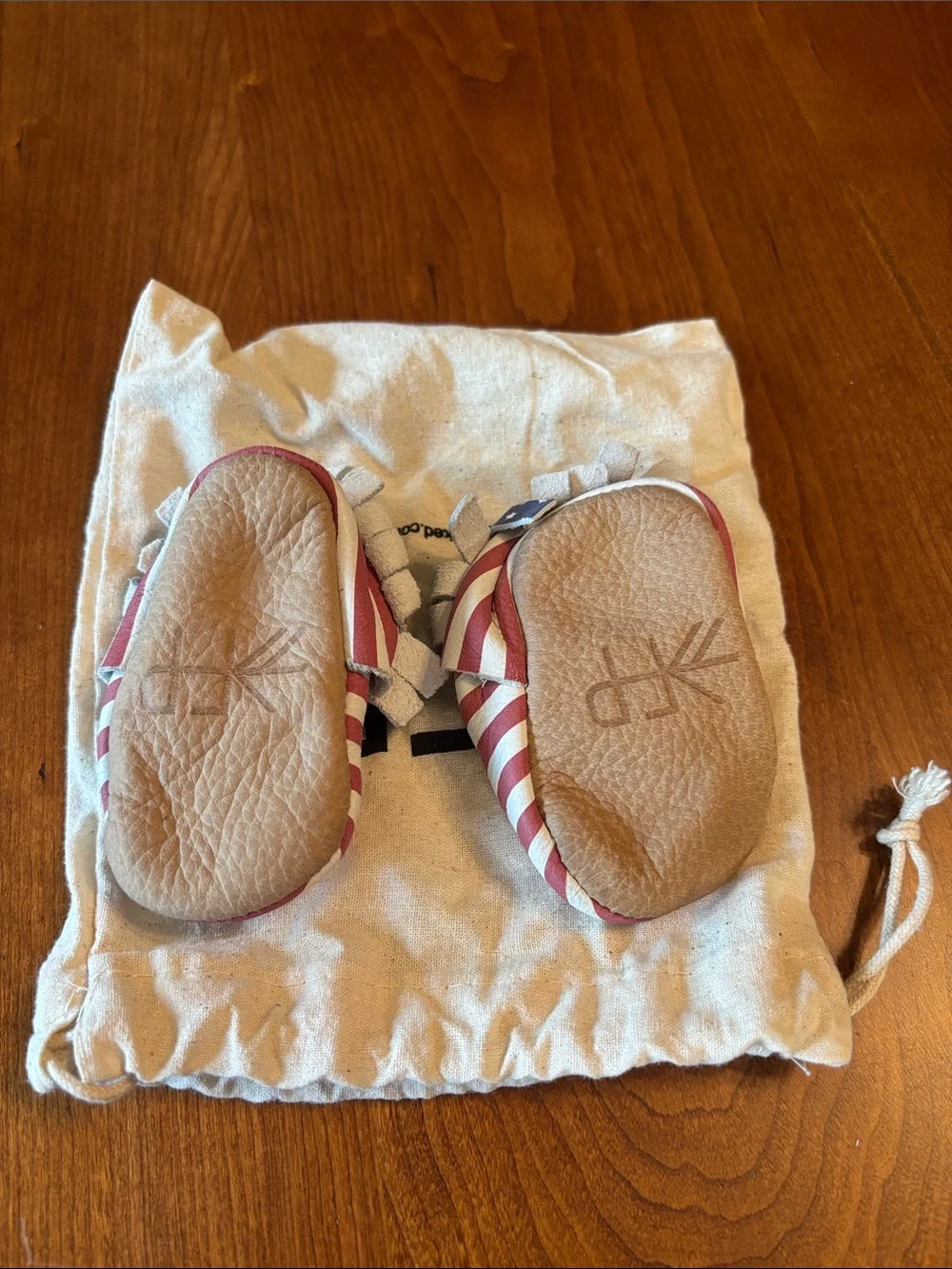 Freshly Picked Red, Blue & White Star Stripe Baby Moccasins